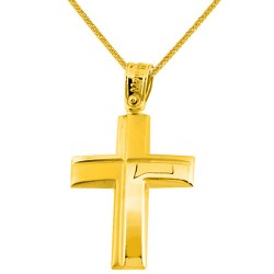 Χρυσός βαπτιστικός σταυρός Κ14 με αλυσίδα